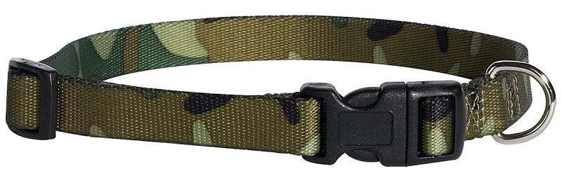 CASUAL CANINE Casual Canine ZA6741 10 43 Dog Collar, D-Ring Link, 10 to 16 in L Collar, 5/8 in W Collar, Nylon, Green Camo