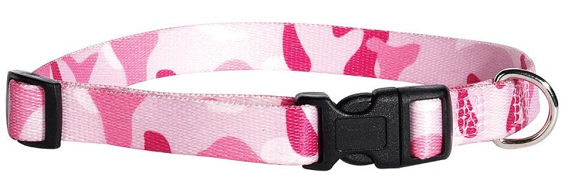 CASUAL CANINE Casual Canine ZA6741 10 75 Dog Collar, D-Ring Link, 10 to 16 in L Collar, 5/8 in W Collar, Nylon, Pink Camo