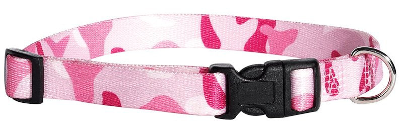 CASUAL CANINE Casual Canine ZA6741 18 75 Dog Collar, D-Ring Link, 18 to 26 in L Collar, 1 in W Collar, Nylon, Pink Camo