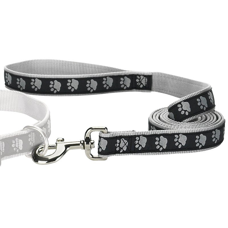 CASUAL CANINE Casual Canine ZA8861 44 17 Two-Tone Pawprint Dog Lead, 4 ft L, 5/8 in W, Nylon Line, Black