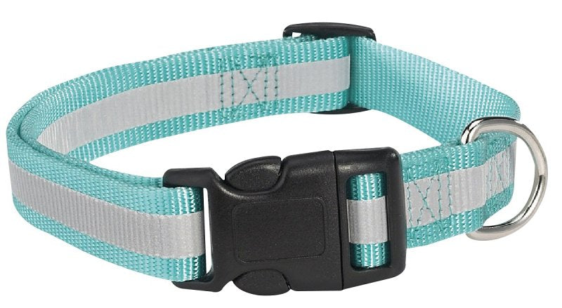 GUARDIAN GEAR Guardian Gear ZA984 18 19 Dog Collar, 18 to 26 in L Collar, 1 in W Collar, Nylon, Blue, Reflective Taping