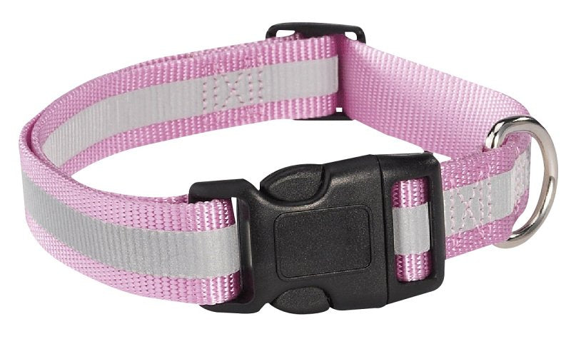 GUARDIAN GEAR Guardian Gear ZA984 18 75 Dog Collar, 18 to 26 in L Collar, 1 in W Collar, Nylon, Pink, Reflective Taping