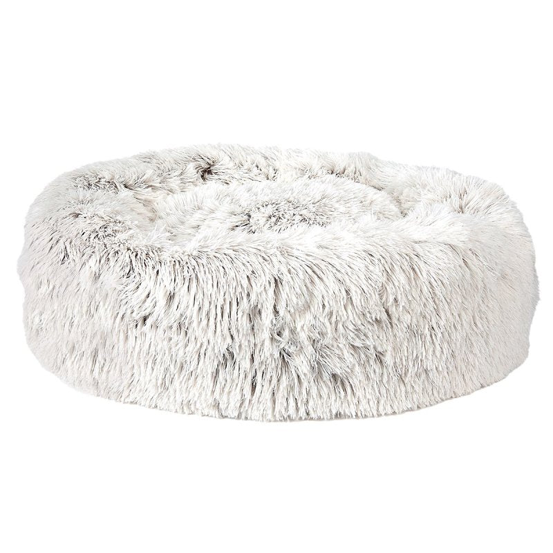 SLUMBER PET Slumber Pet ZW1652 48 11 Plush Cuddler Bed, 48 in L, 11 in W, Round, Bumper Style Pattern, Polyester Cover, Cream