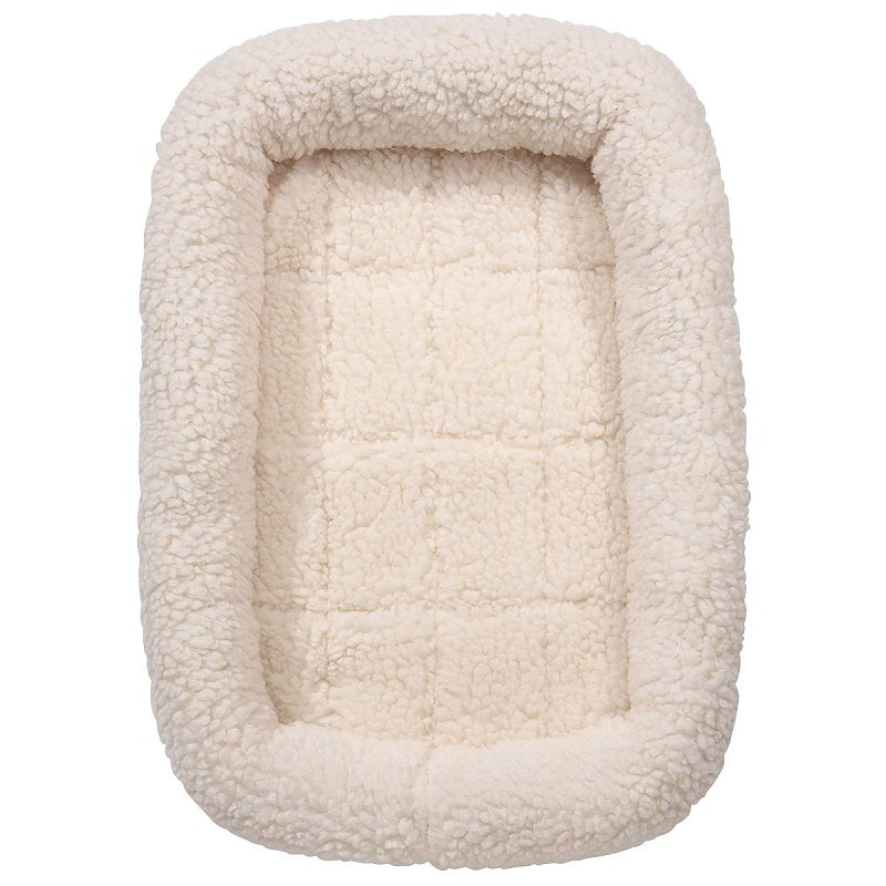 SLUMBER PET Slumber Pet ZW250 24 Dog Bed, 23-3/4 in L, 16-3/4 in W, Bumper Style Pattern, Sherpa Cover, Natural