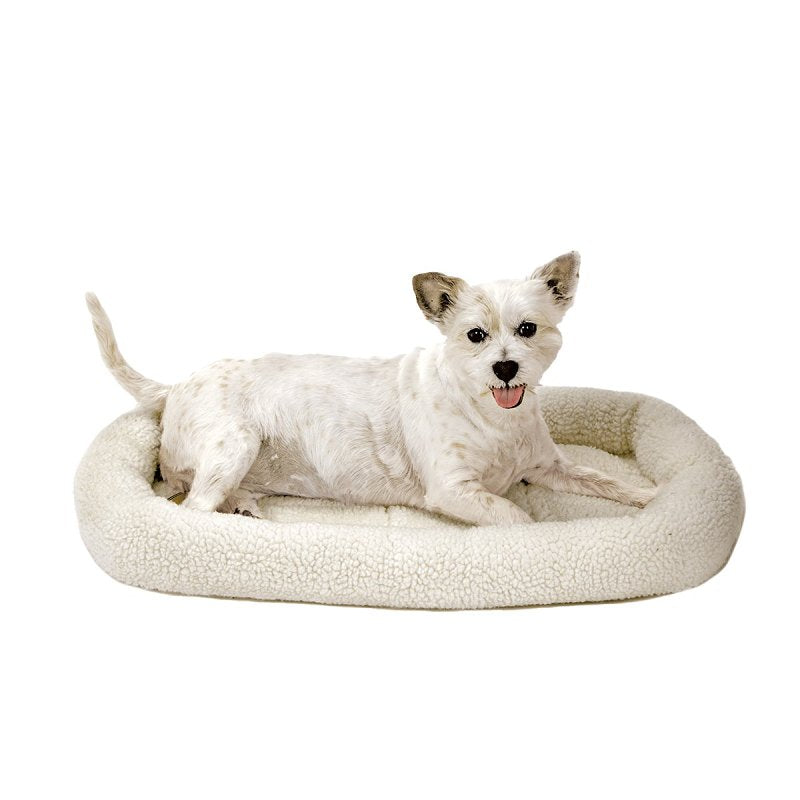 SLUMBER PET Slumber Pet ZW250 30 Dog Bed, 29-3/4 in L, 18-3/4 in W, Bumper Style Pattern, Sherpa Cover, Natural PET & WILDLIFE SUPPLIES SLUMBER PET
