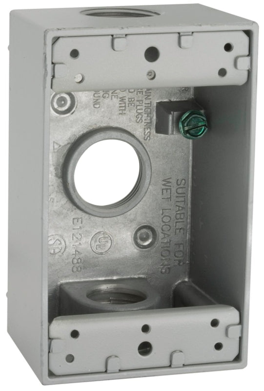 HUBBELL Hubbell 5324-5 Weatherproof Box, 18.3 cu-in, 3-Outlet, 1-Gang, Aluminum, Powder-Coated, Gray ELECTRICAL HUBBELL