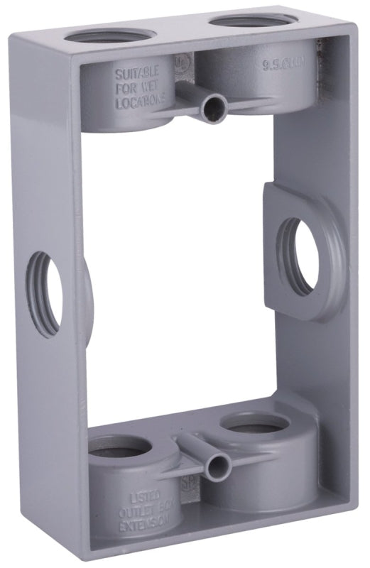 HUBBELL Hubbell 5400-5 Extension Adapter with Lug, 5-1/4 in L, 3-1/2 in W, 1-Gang, 6-Knockout, Die-Cast Aluminum, Gray ELECTRICAL HUBBELL