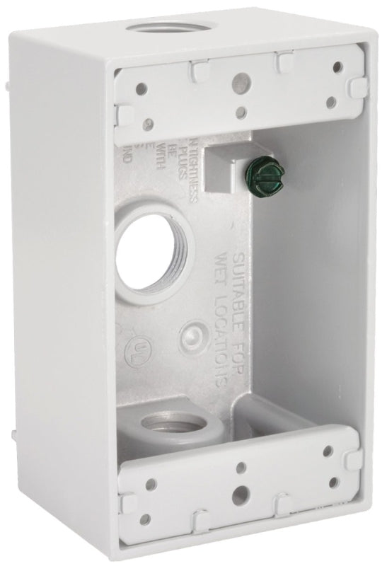 HUBBELL Hubbell 5320-6 Weatherproof Box, 18.3 cu-in, 3-Outlet, 1-Gang, Aluminum, White, Powder-Coated