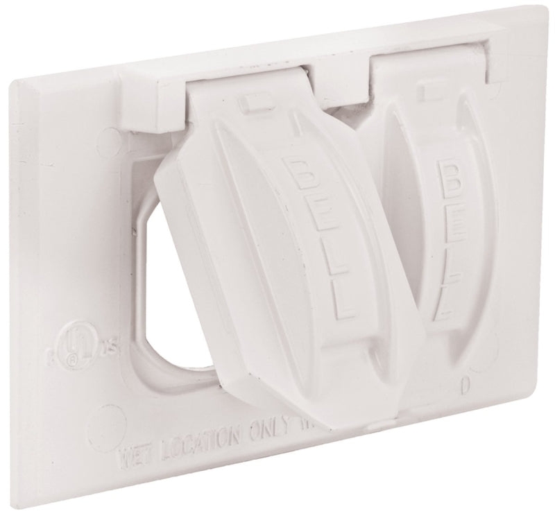 HUBBELL Hubbell 5180-6 Cover, Flip, Snap, 2-13/16 in L, 4-9/16 in W, 1-Gang, Metal, White, Powder-Coated, 6/CD ELECTRICAL HUBBELL