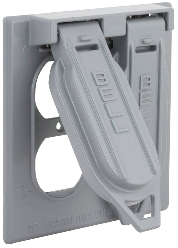 HUBBELL Hubbell 5148-5 Cover, 4-17/32 in W, 2-Gang, Metal, Gray, Powder-Coated