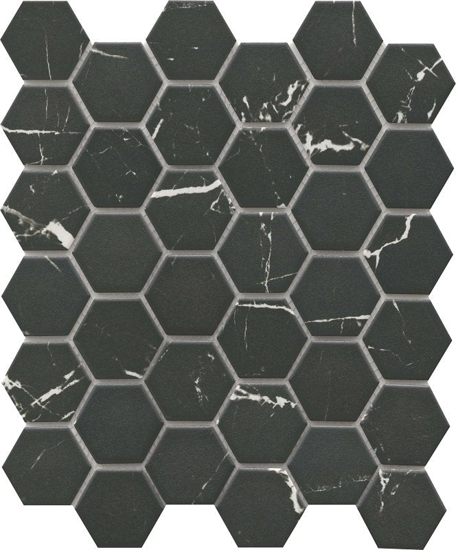 EMSER TILE Emser Tile Elegan Series W95ELEGNE1113MH2M Porcelain Mosaic Tile, 13 in L Tile, 11 in W Tile, Pressed Edge, Nero BUILDING MATERIALS EMSER TILE