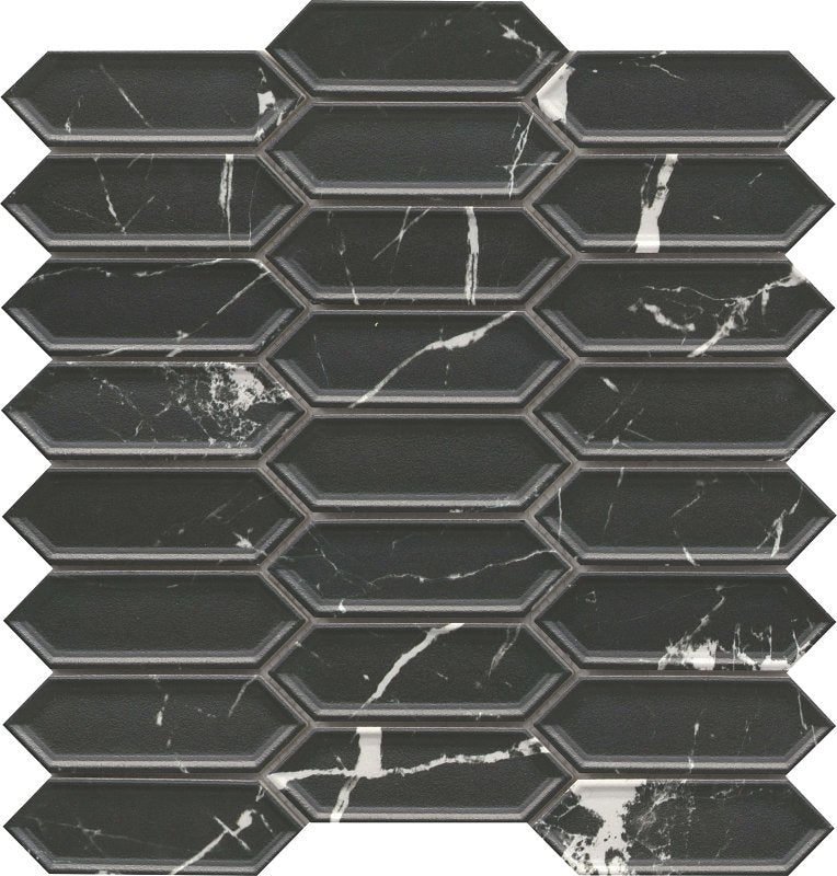 EMSER TILE Emser Tile Elegan Series W95ELEGNE1111MPKM Porcelain Mosaic Tile, 13 in L Tile, 10 in W Tile, Pressed Edge, Nero BUILDING MATERIALS EMSER TILE