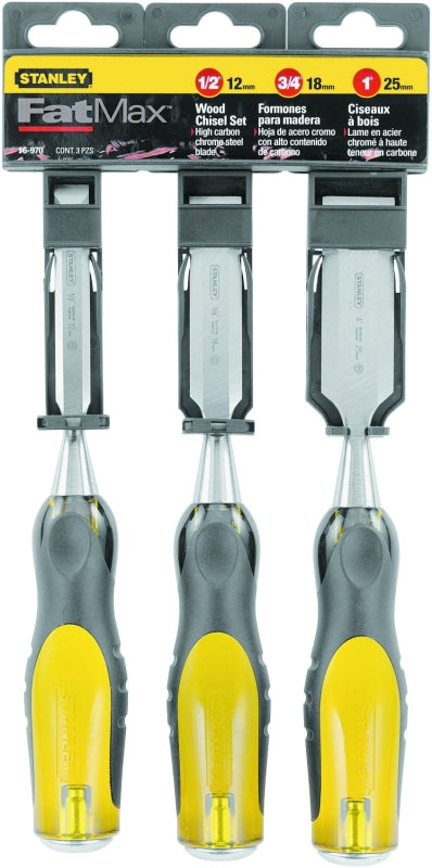 STANLEY TOOLS STANLEY Fatmax Thru-Tang 16-970 Chisel Set, 3-Piece, Yellow TOOLS STANLEY TOOLS
