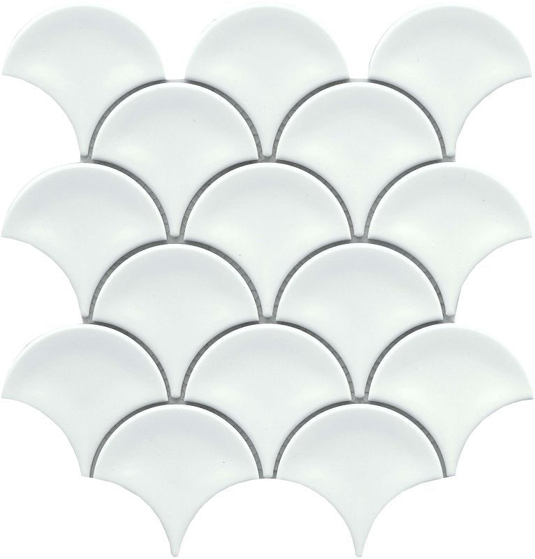 EMSER TILE Emser Tile Reward Series F27REWAWH1011MFN Porcelain Mosaic Tile, 11 in L Tile, 10 in W Tile, Pressed Edge, Fan Pattern BUILDING MATERIALS EMSER TILE