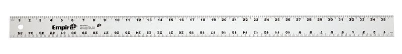 EMPIRE Empire 4003 Straight Edge Ruler, 36 in L, 2 in W, Inch Graduation, Aluminum, 2 in W