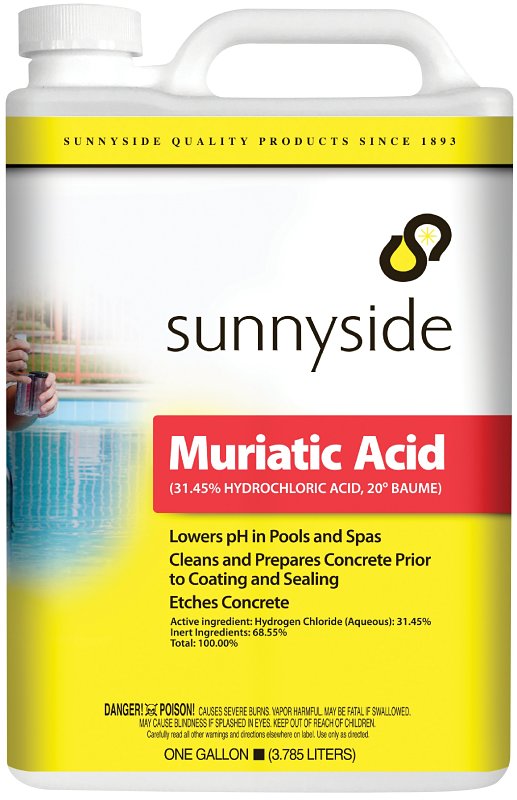 SUNNYSIDE Sunnyside 710G1 Muriatic Acid, Liquid, Pungent, Clear/Light Yellow, 1 gal Bottle PAINT SUNNYSIDE