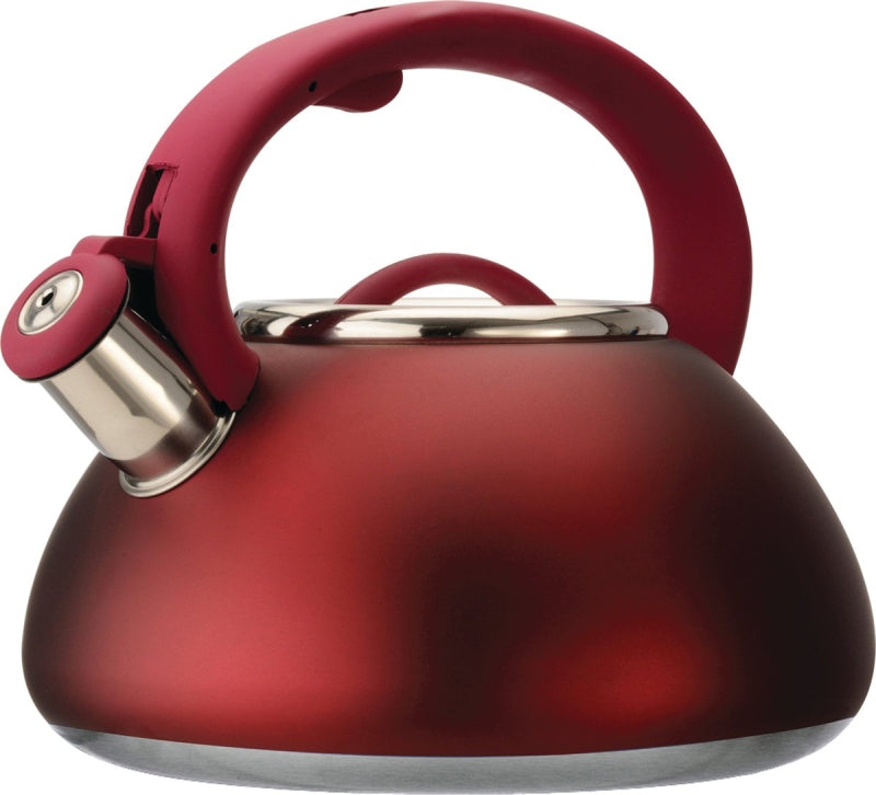PRIMULA Primula Avalon Series PAVRE-6225 Whistling Tea Kettle, 2.5 qt Capacity, Stay-Cool Handle, Steel, Red