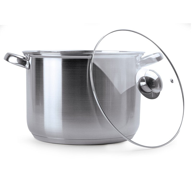 ECOLUTION Ecolution Pure Intentions Series ESTL-4508 Stock Pot with Tempered Glass Lid, 8 qt Capacity, Stainless Steel
