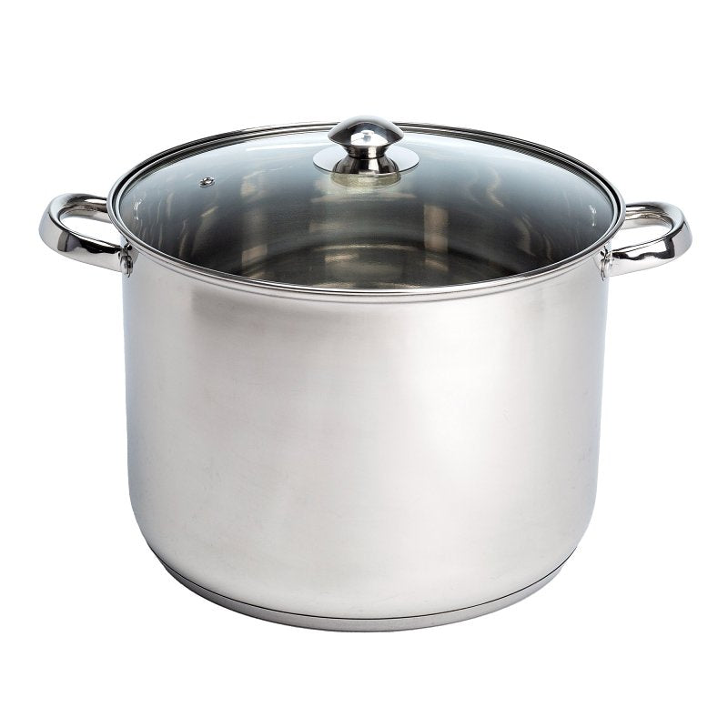 ECOLUTION Ecolution Pure Intentions Series ESTL-4516 Stock Pot with Tempered Glass Lid, 16 qt Capacity, Stainless Steel HOUSEWARES ECOLUTION