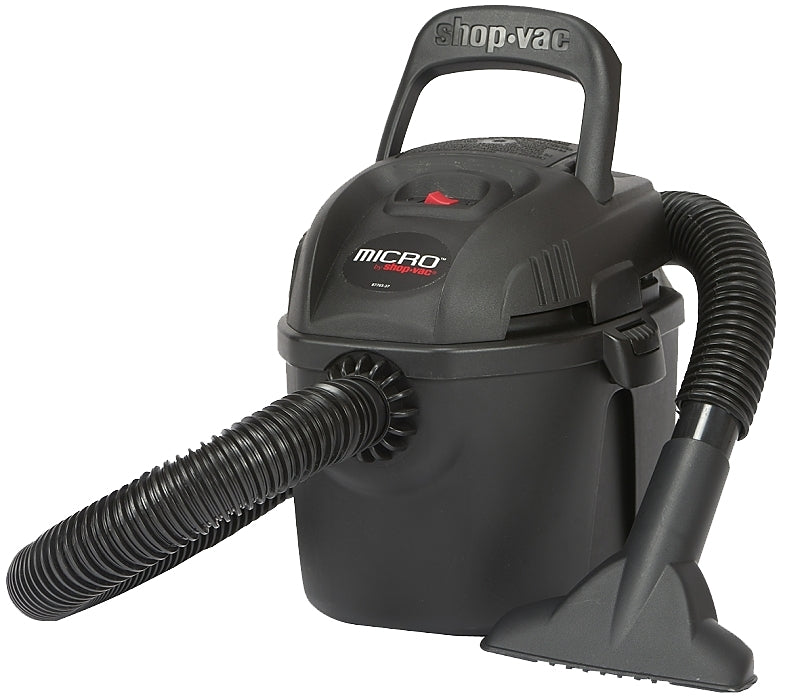 SHOP-VAC Shop-Vac 2021005 Portable Wet/Dry Vacuum, 1 gal, 50 cfm Air, Disposable, 1 hp, 120 VAC, Black