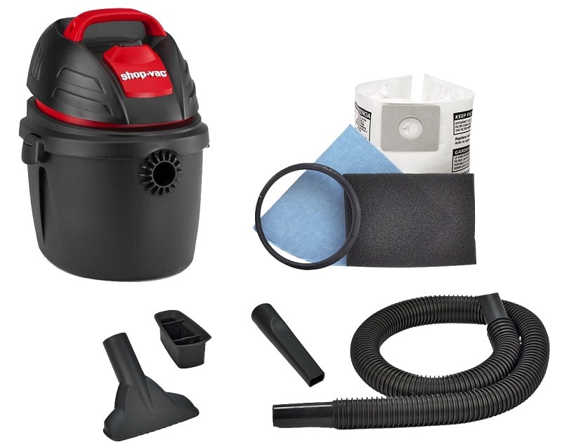 SHOP-VAC Shop-Vac 9303511 Portable Wet/Dry Vacuum, 2.5 gal, 60 cfm Air, 2.5 hp, 120 VAC, Black OUTDOOR LIVING & POWER EQUIPMENT SHOP-VAC