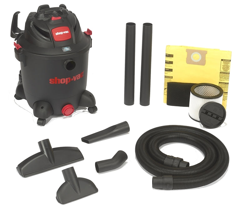 SHOP-VAC Shop-Vac 8251205 Wet/Dry Vacuum, 12 gal Vacuum, 140 cfm Air, Cartridge, Disposable Filter, 5.5 hp, 120 VAC