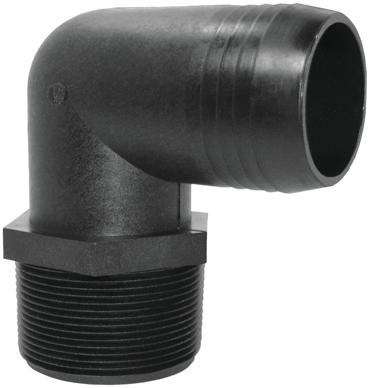 GREEN LEAF Green Leaf EL1238P Hose to Pipe Elbow, 1/2 x 3/8 in, Hose Barb x Male NPT, Polypropylene, Black