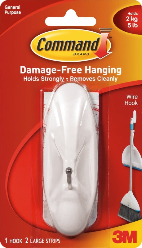 COMMAND Command 17069 Wire Hook, 5 lb, 1 -Hook, Metal/Plastic, White