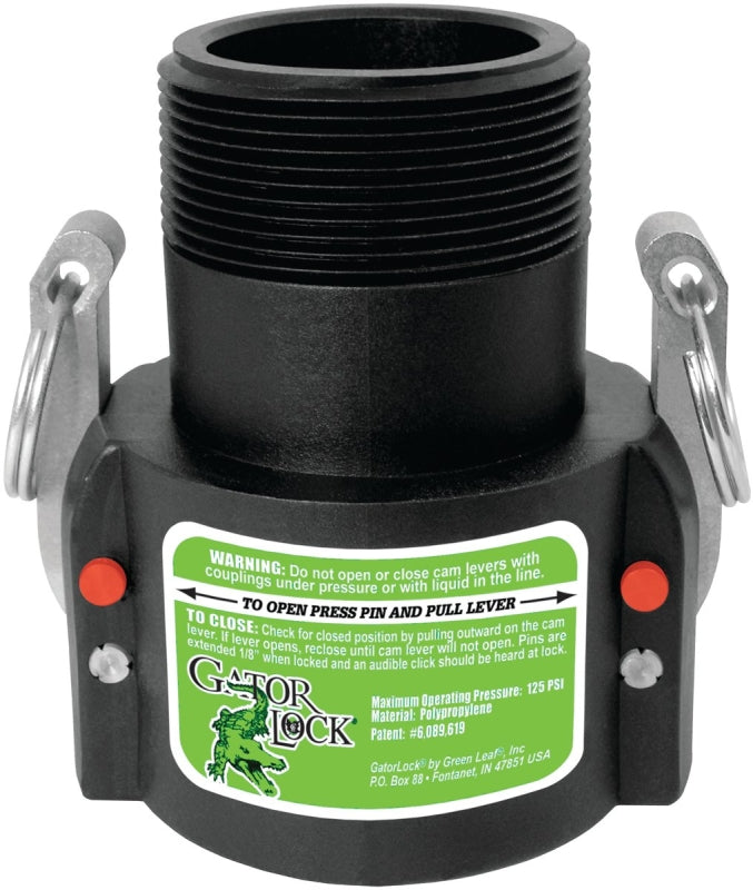 GREEN LEAF Green Leaf GLP 200 B Cam Lever Coupling, 2 in, Female x MNPT, Glass Filled Polypropylene