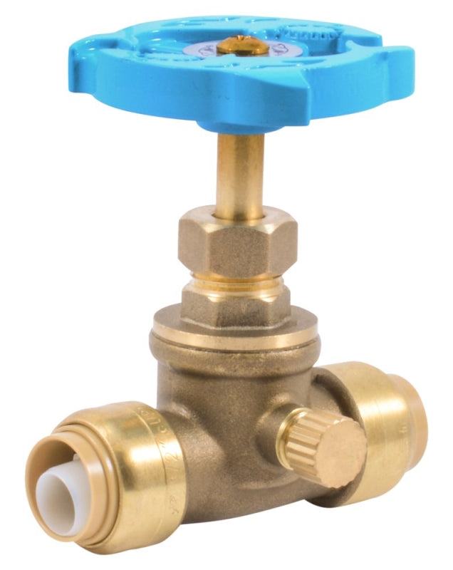 SHARKBITE SharkBite 24634LF Stop Valve, 1/2 in Connection, PTC, 200 psi Pressure, DZR Brass Body