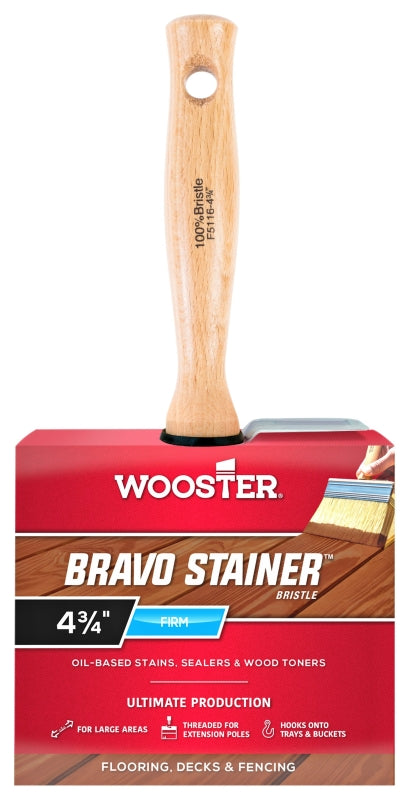 WOOSTER BRUSH Wooster F5116-4 Paint Brush, 4 in W, 2-9/16 in L Bristle, China Bristle, Threaded Handle PAINT WOOSTER BRUSH
