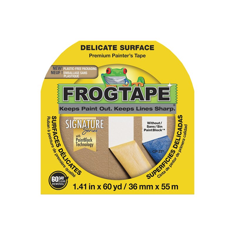 FROGTAPE FrogTape 280221 Painting Tape, 60 yd L, 1.41 in W, Yellow PAINT FROGTAPE