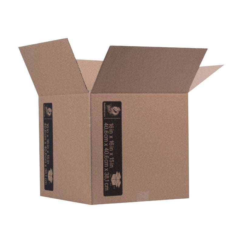 DUCK Duck 281502 Kraft Box, 16 in L, 16 in W, 15 in H, 32 lb Capacity, Cardboard, Brown HOUSEWARES DUCK
