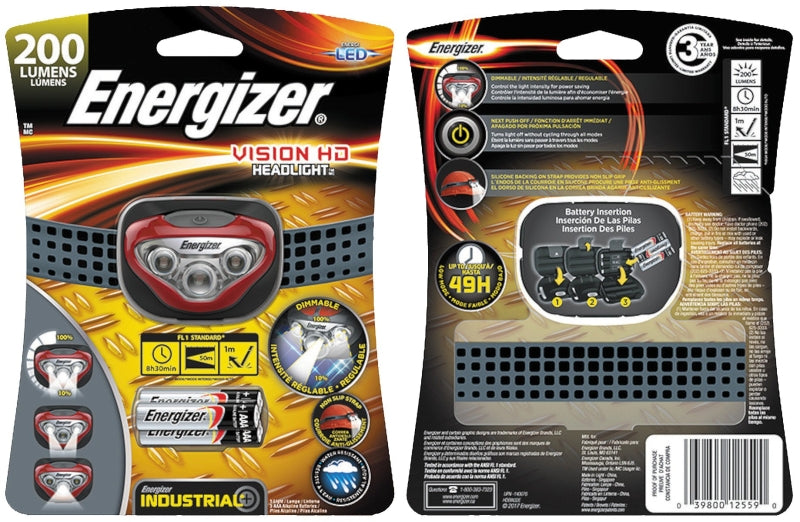 ENERGIZER BATTERY Energizer HDBIN32E Headlight, AAA Battery, Alkaline Battery, LED Lamp, 300 Lumens, 50 m Beam Distance, 8.5 hr Run Time ELECTRICAL ENERGIZER BATTERY