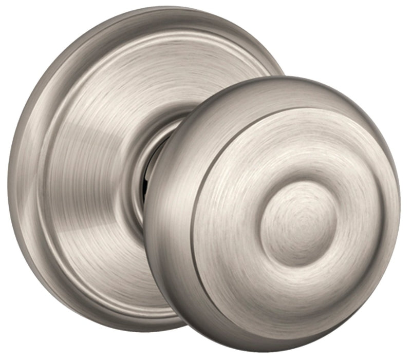 SCHLAGE LOCK Schlage F Series F10VGEO619 Passage Knob, Knob Handle, Metal, Satin Nickel, 2-3/8 to 2-3/4 in Backset, Reversible Hand HARDWARE & FARM SUPPLIES SCHLAGE LOCK