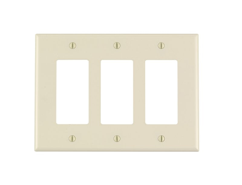 LEVITON Decora PJ263-T Wallplate, 3-Gang, Thermoplastic Nylon, Light Almond ELECTRICAL LEVITON
