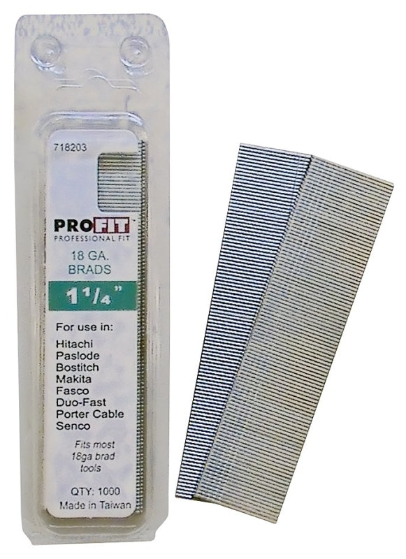 PRO-FIT ProFIT 0718203 Series Finish Nail, Glue Collation, 1-1/4 in L, 18 ga, Steel, Electro-Galvanized, Brad Head HARDWARE & FARM SUPPLIES PRO-FIT