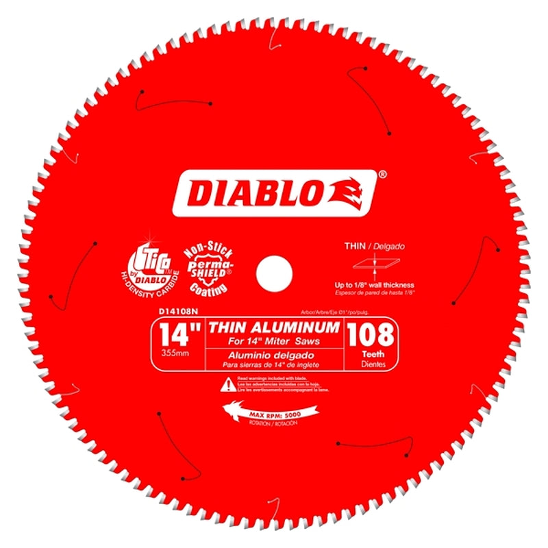 DIABLO Diablo D14108N Circular Saw Blade, 14 in Dia, 1 in Arbor, 108-Teeth, Carbide Cutting Edge TOOLS DIABLO