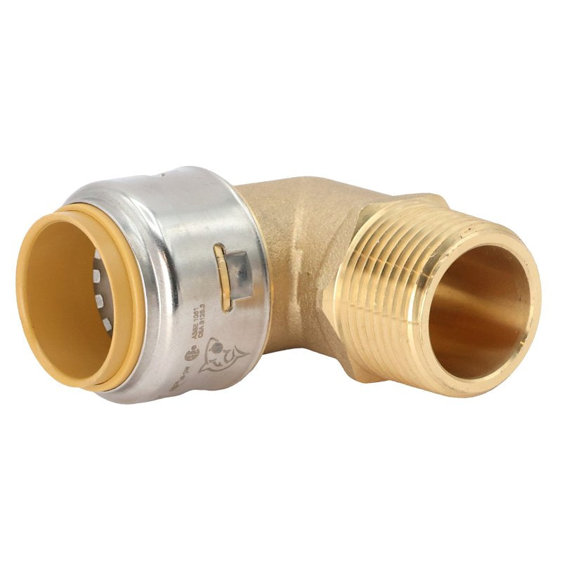 SHARKBITE SharkBite U286LFA Pipe Elbow, 3/4 in, Push-To-Connect, 90 deg Angle, Brass, 200 psi PLUMBING, HEATING & VENTILATION SHARKBITE