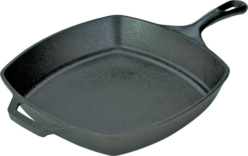 LODGE MFG Lodge L8SQ3 Seasoned Skillet, 10-1/2 in Dia, Iron, Black