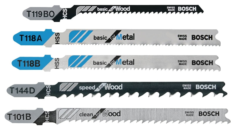 BOSCH Bosch T500 Jig Saw Blade Kit, 5-Piece, Bi-Metal