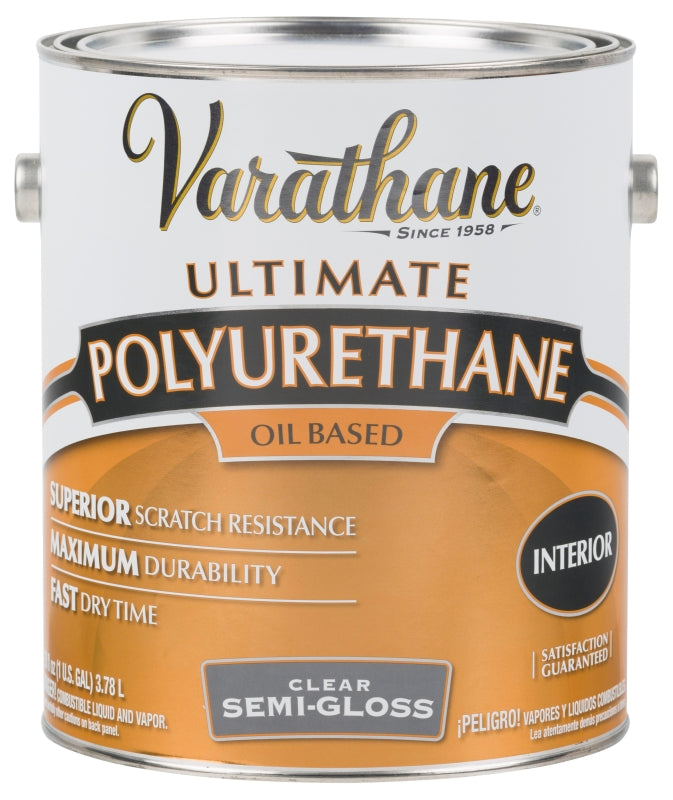 VARATHANE Varathane 242170 Polyurethane, Oil Base, Clear, Semi-Gloss, Liquid, 1 gal Can, 1.045 Specific Gravity