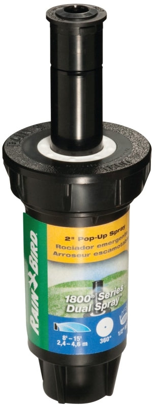 RAINBIRD Rain Bird 1802FDS Spray Head Sprinkler, Full-Circle, 0.1 gpm, 1/2 in Connection, FNPT, 8 to 15 ft, Plastic