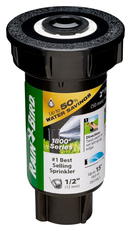RAINBIRD Rain Bird 1802FDSPRS Pressure Regulating Pop-Up Sprinkler, Full-Circle, 3.7 gpm, 1/2 in Connection, FNPT, 2 in H Pop-Up