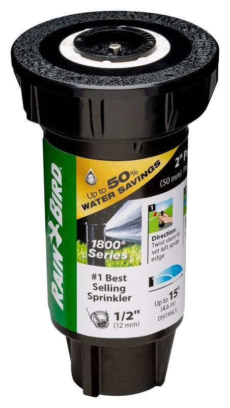 RAINBIRD Rain Bird 1802HDSPRS Pressure Regulating Pop-Up Sprinkler, Part-Circle, 1.85 gpm, 1/2 in Connection, FNPT, 2 in H Pop-Up LAWN & GARDEN RAINBIRD