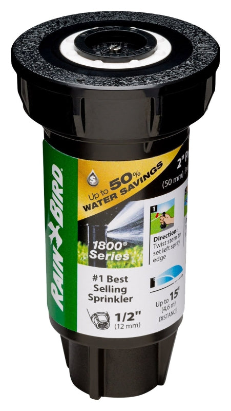 RAINBIRD Rain Bird 1802QDSPRS Pressure Regulating Pop-Up Sprinkler, Part-Circle, 0.92 gpm, 1/2 in Connection, FNPT, 2 in H Pop-Up