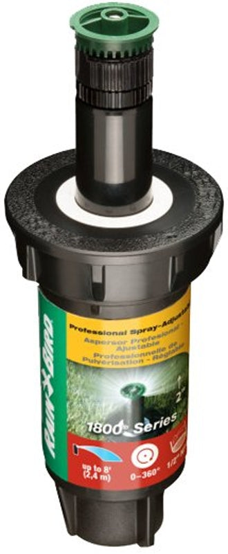 RAINBIRD Rain Bird 1802AP8 Pop-Up Sprinkler, 1/2 in Connection, FNPT, 2 in H Pop-Up, 8 ft, Adjustable Nozzle, Plastic