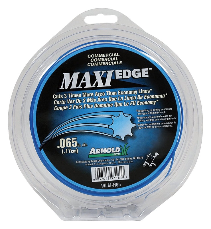 ARNOLD Arnold Maxi Edge Series WLM-H65 Trimmer Line, 0.065 in Dia, 220 ft L, Polymer, Blue
