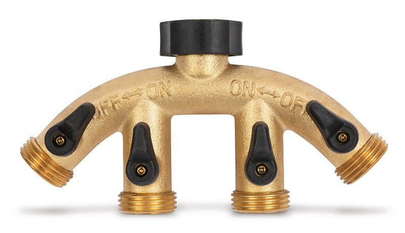 GILMOUR MFG Gilmour 800444-1001 Shut-Off Valve, 5/8 in, Male Threaded, 4-Port/Way, Brass Body