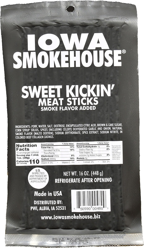 IOWA SMOKEHOUSE Iowa Smokehouse IS-16MSSK Meat Stick, Sweet Kickin, 16 oz, Pack